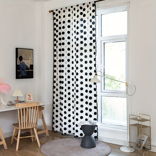 Polka Dot Linen Tassel Panel — view 2