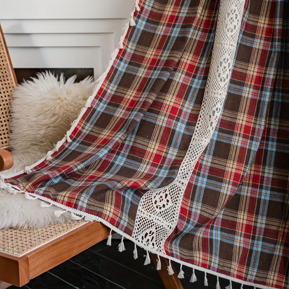Tartan Crochet Lace Tassel Panel — view 10