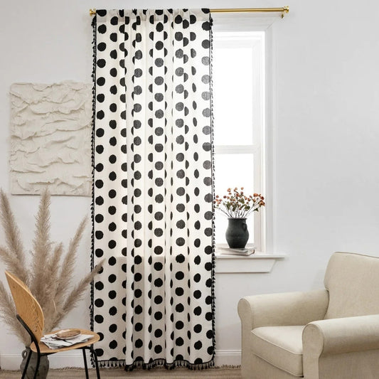 Polka Dot Linen Tassel Panel — Verdure House