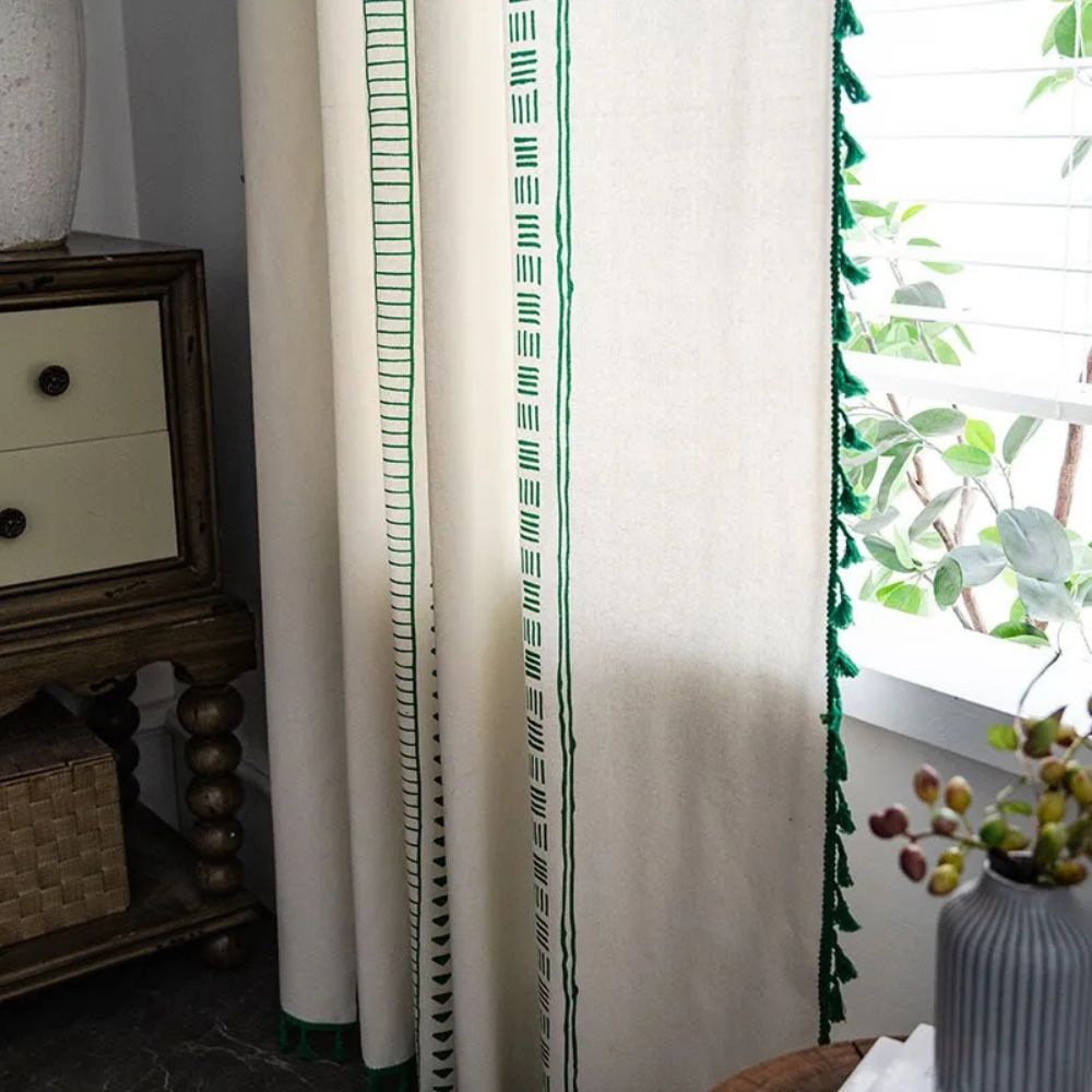 Emerald Stripe Tassel Panel — view 2