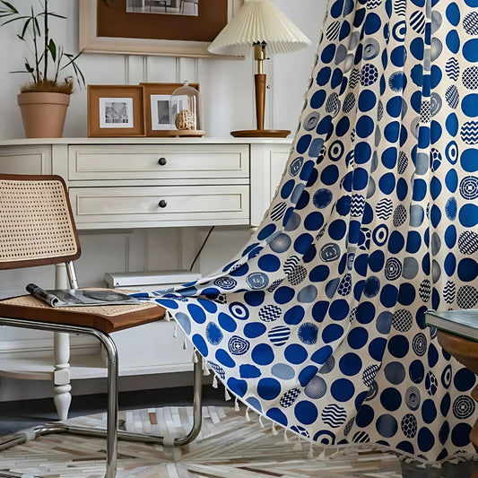 Retro Blue Dot Blackout Panel — Verdure House