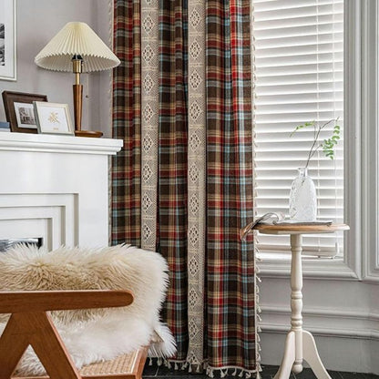 Tartan Crochet Lace Tassel Panel — view 7