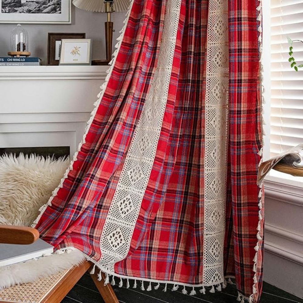 Tartan Crochet Lace Tassel Panel — view 9