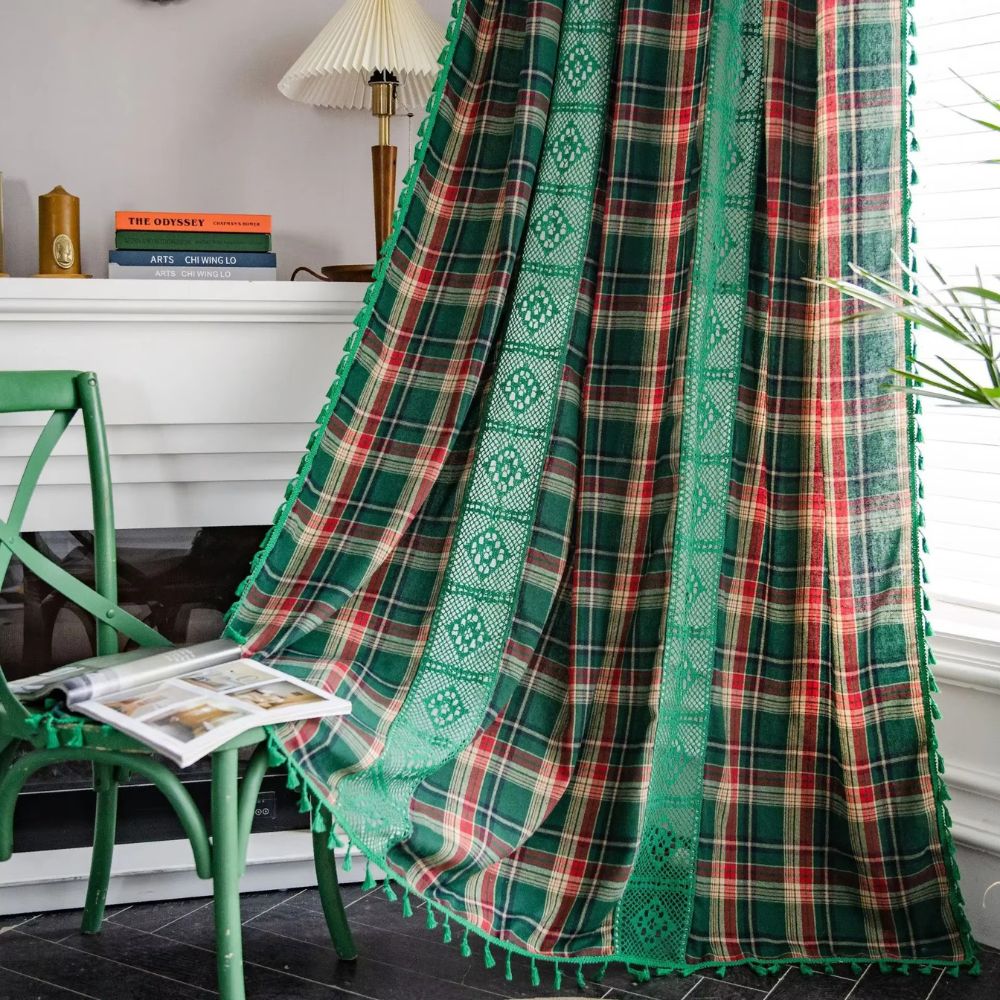Tartan Crochet Lace Tassel Panel — Verdure House
