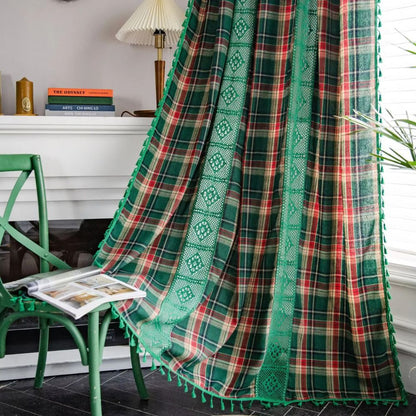 Tartan Crochet Lace Tassel Panel — Verdure House