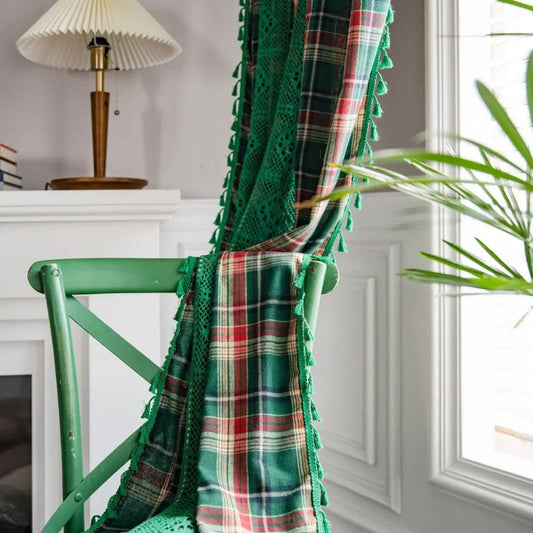 Tartan Crochet Lace Tassel Panel — view 2