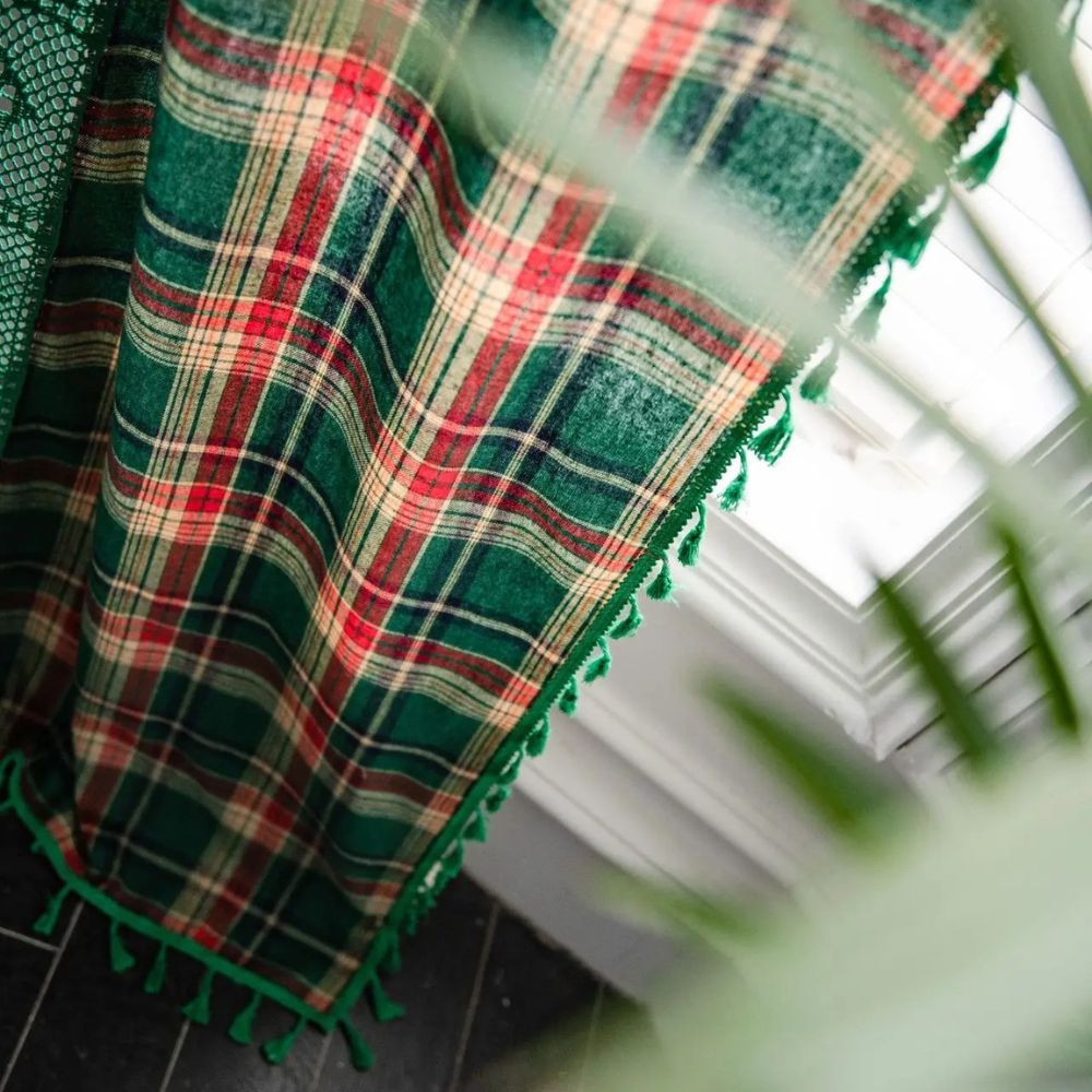 Tartan Crochet Lace Tassel Panel — view 3