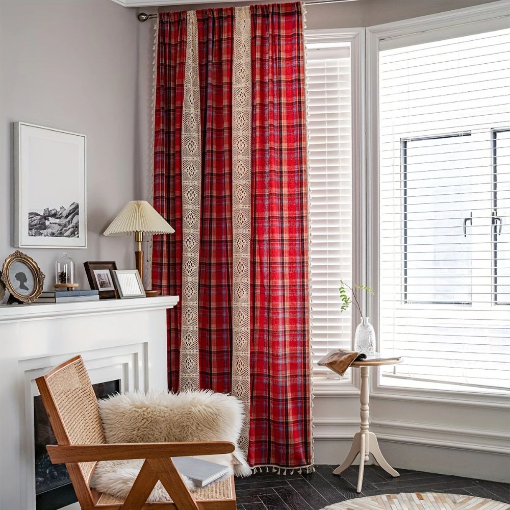 Tartan Crochet Lace Tassel Panel — view 5