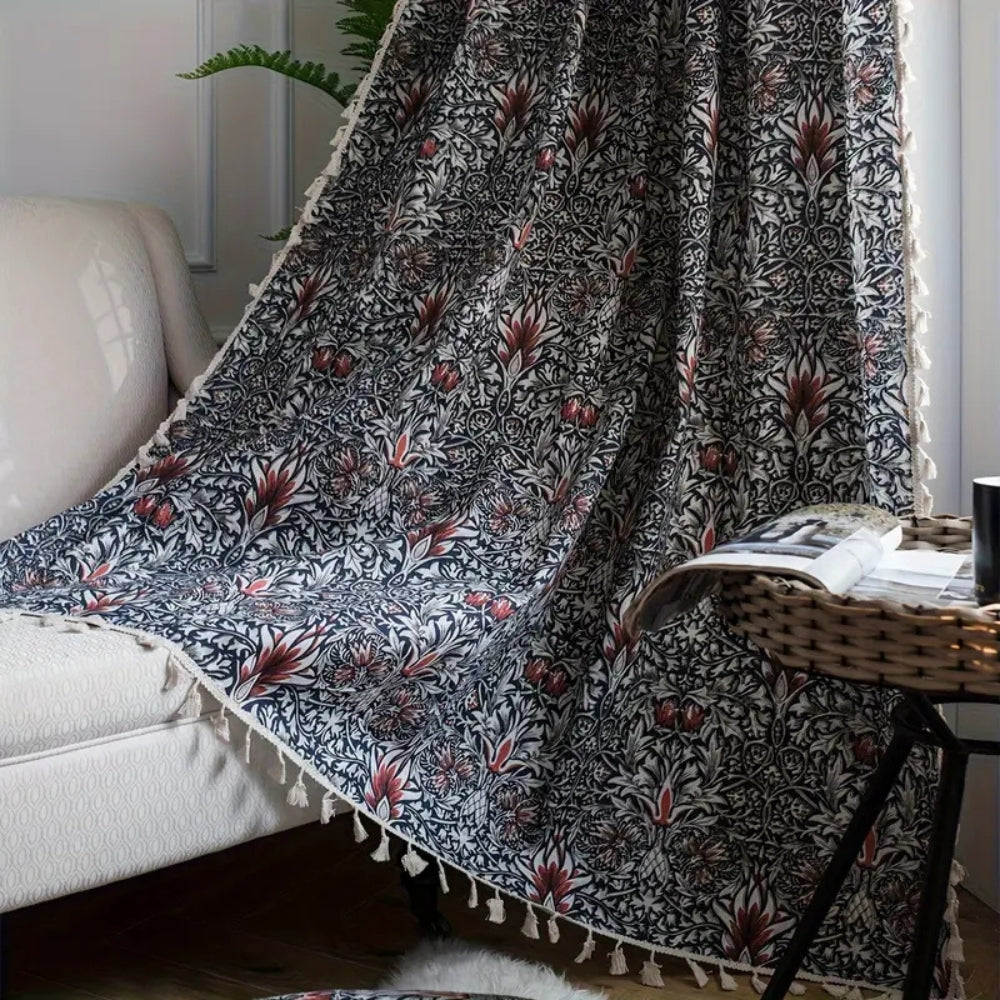 Thistle Dark Floral Tapestry Panel — view 4