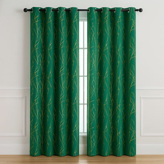 Forest Vein Metallic Blackout Drape — Verdure House